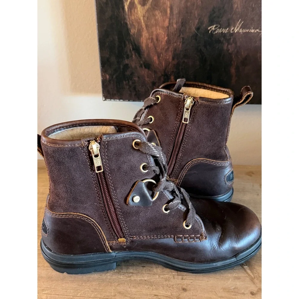 UGG Adirondack III Hiker Boots Dark Brown Leather‎ Suede Winter 1130 USA 7